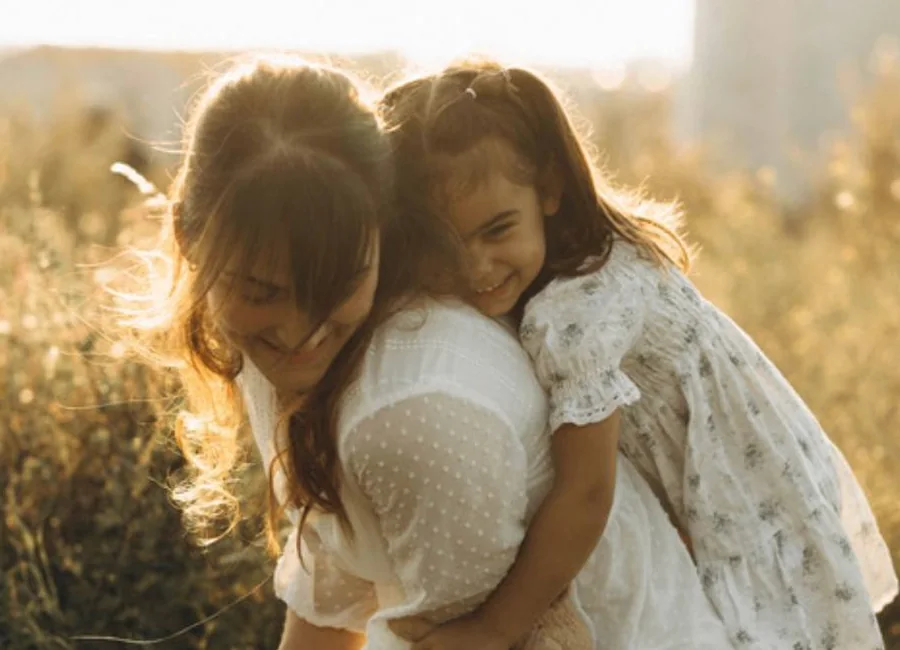 Mother and child outdoors